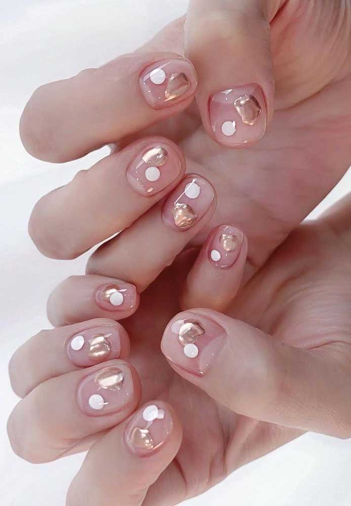 unhas curtas decoradas formato squoval