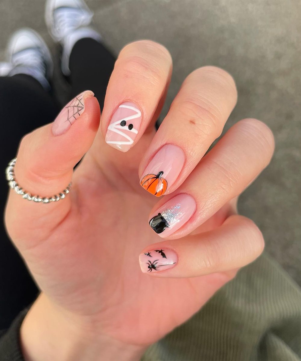 unhas de halloween simples