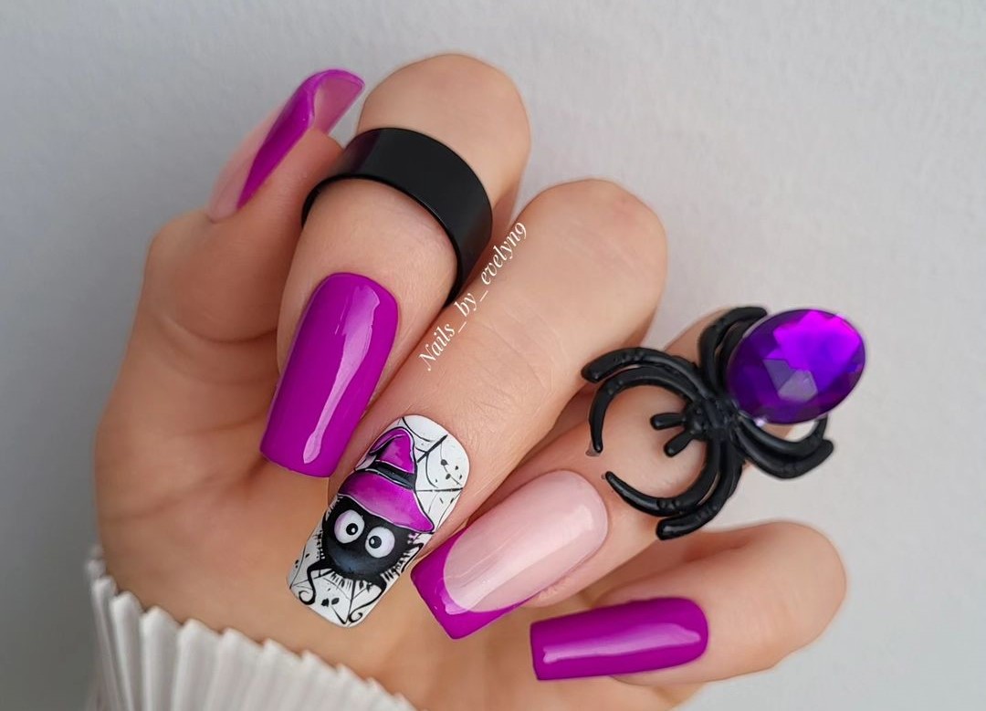 unhas halloween adesivas