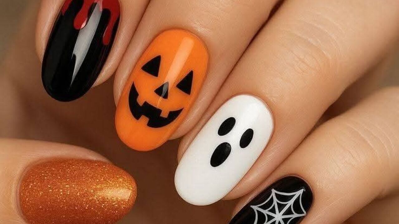 unhas halloween efeito sangue