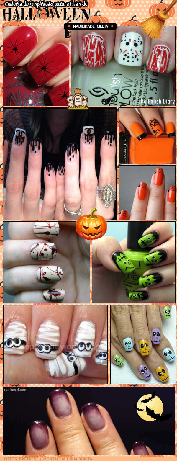 unhas halloween degradê