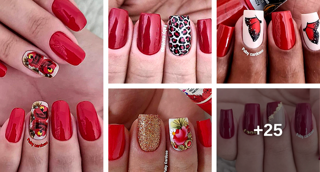 unhas decoração vermelha