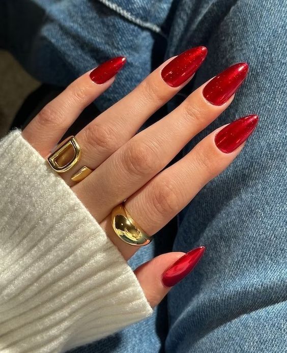 unhas decoração vermelha