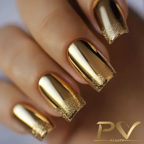 unhas decoradas com dourado