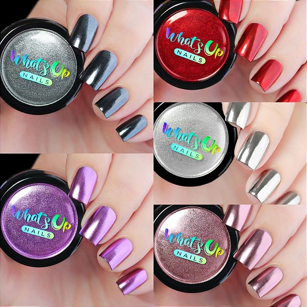 unhas decoradas com efeito cromado