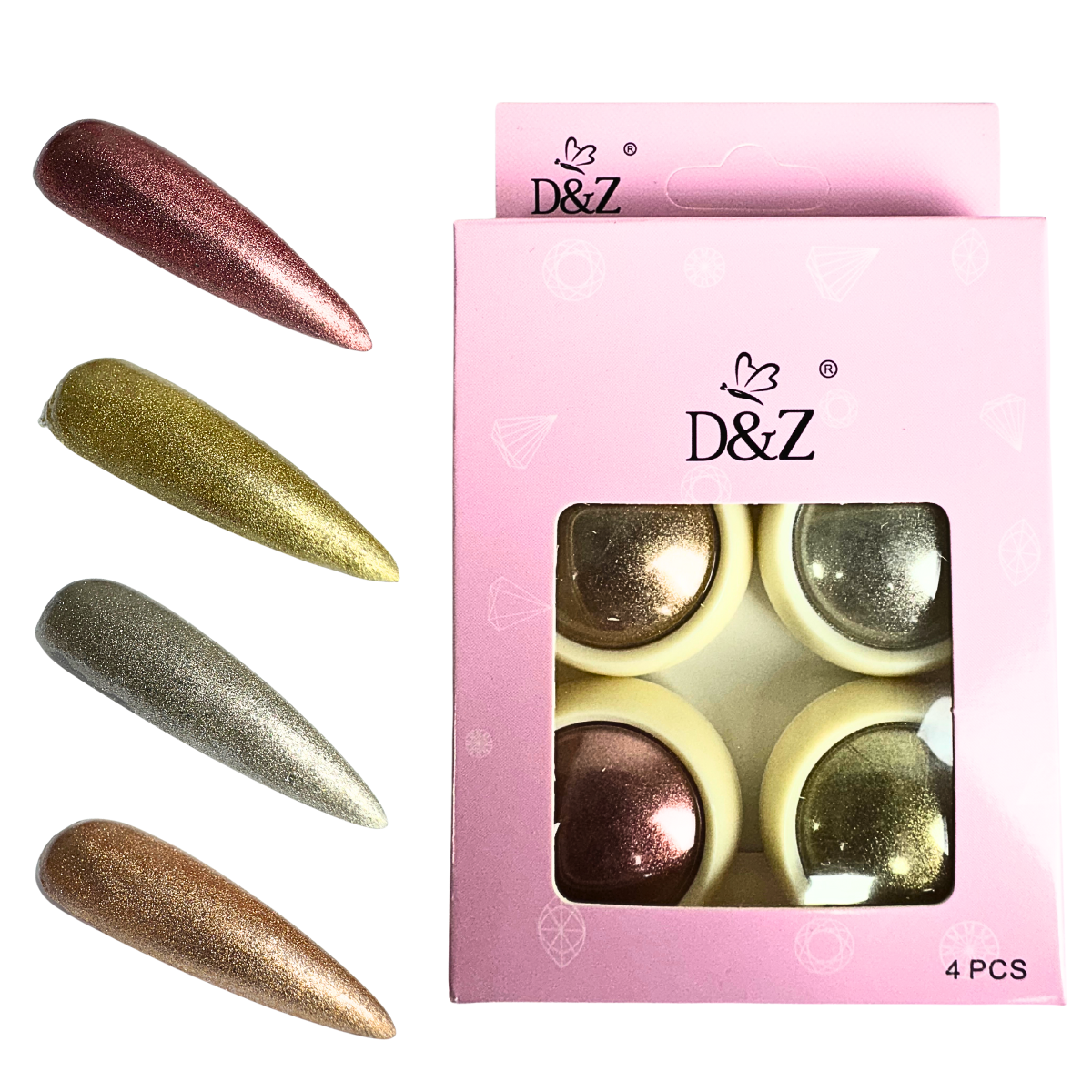 unhas decoradas com efeito cromado