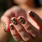 unhas decoradas com estampa de oncinha