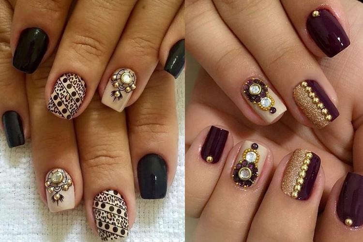 aplicação de strass em unhas