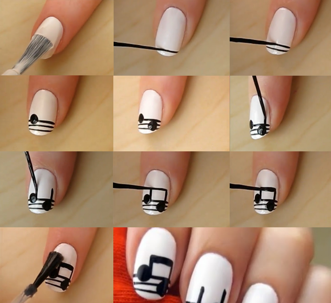 unhas decoradas com tema de música