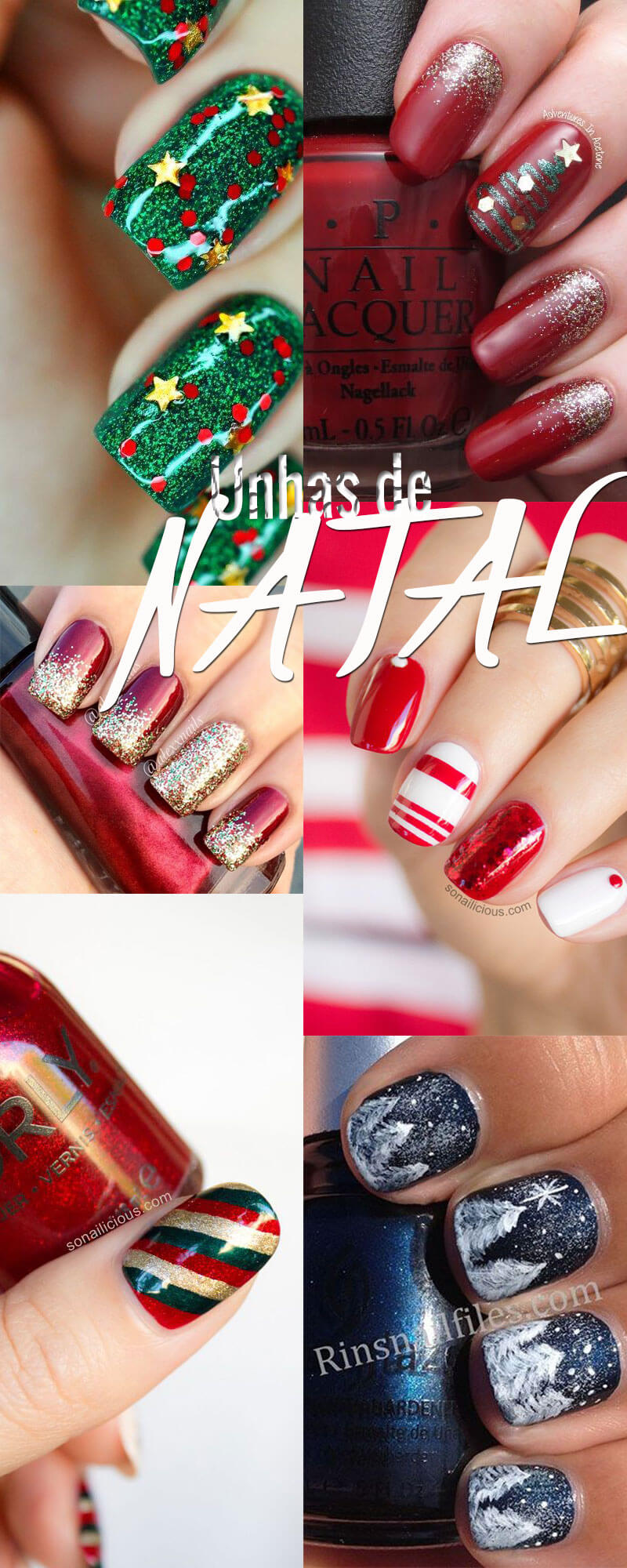 unhas decoradas natal com tema de renas