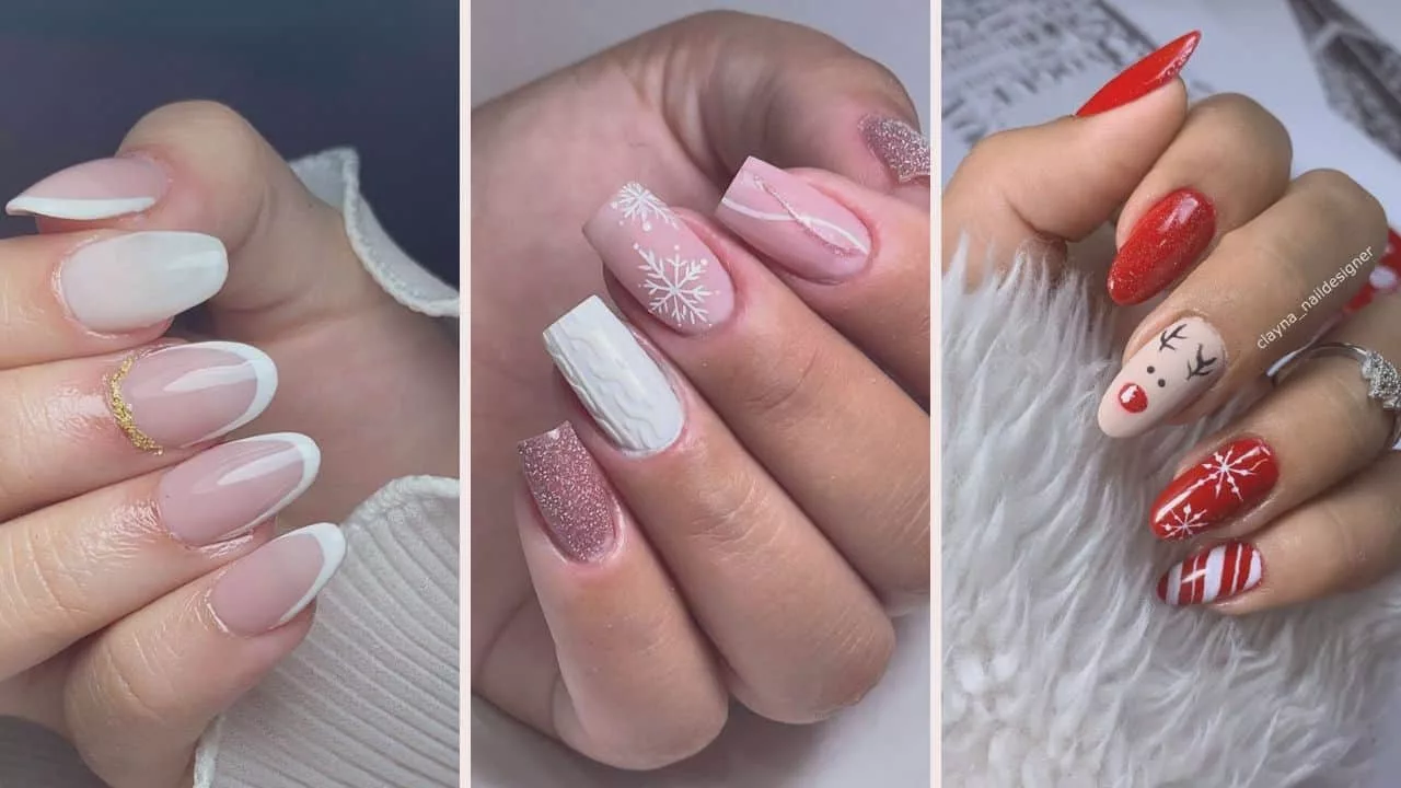 unhas decoradas natal com verde esmeralda