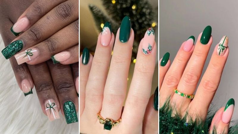 unhas decoradas natal e ano novo combinadas