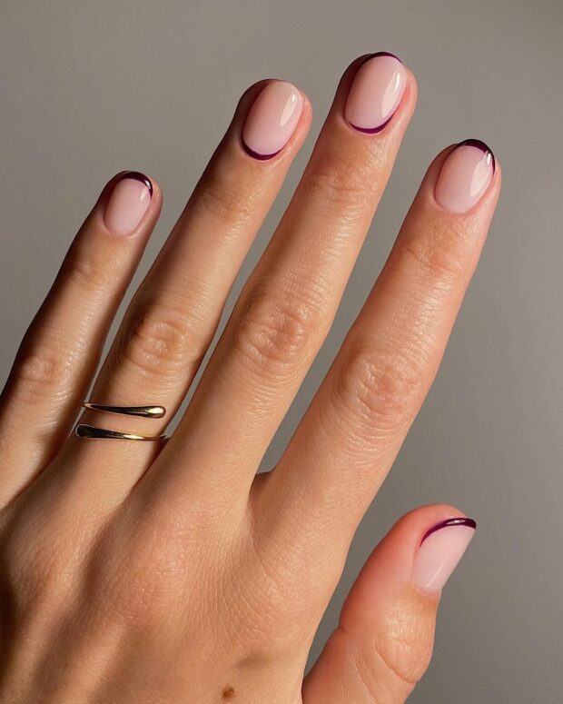 unhas redondas com glitter