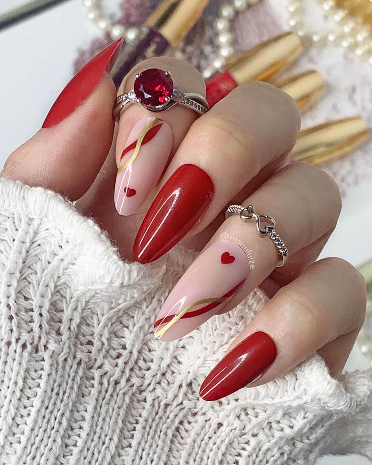 unhas decoradas vermelha