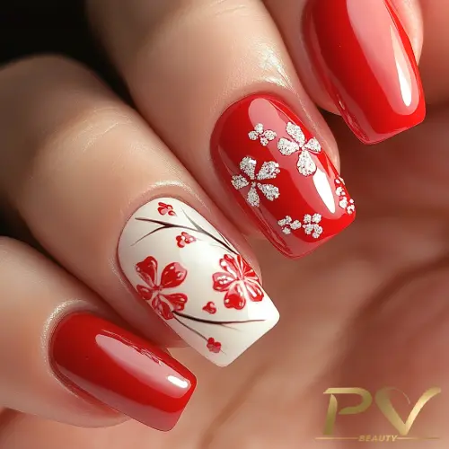 unhas decoradas vermelha