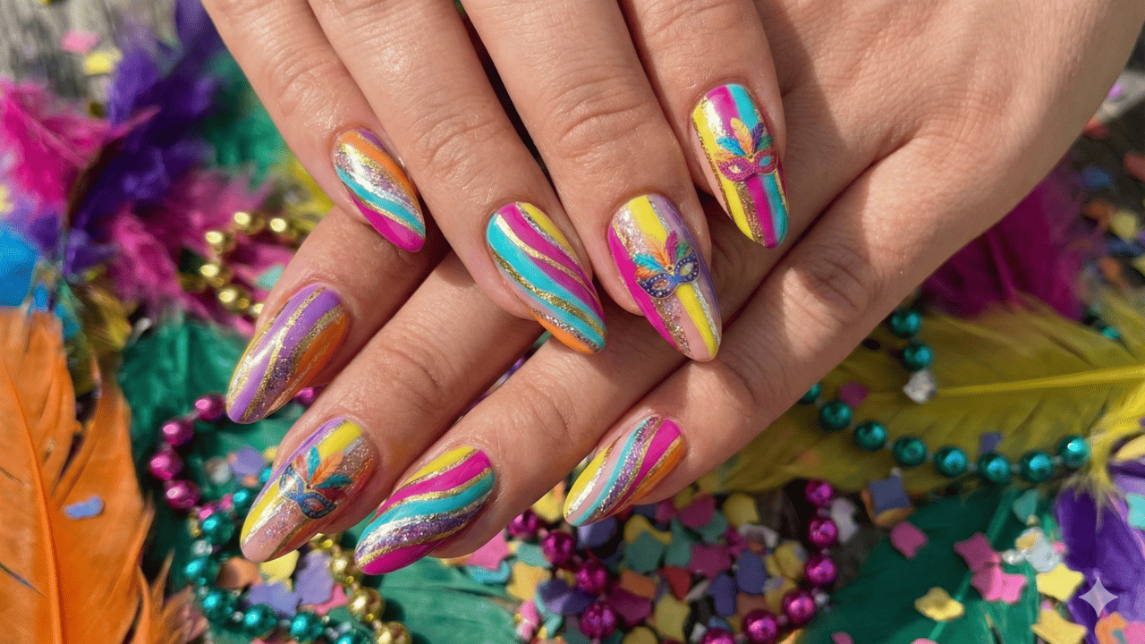 ideias de unhas neon para o carnaval 2026