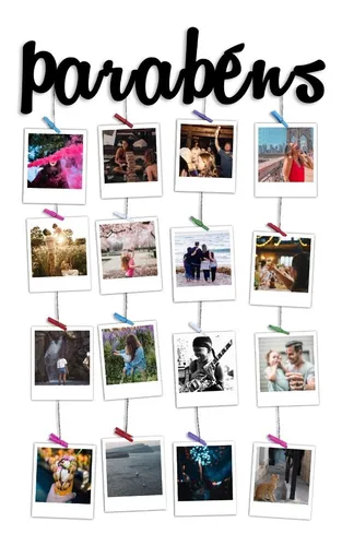 como fazer varal de fotos estilo polaroid aniversário