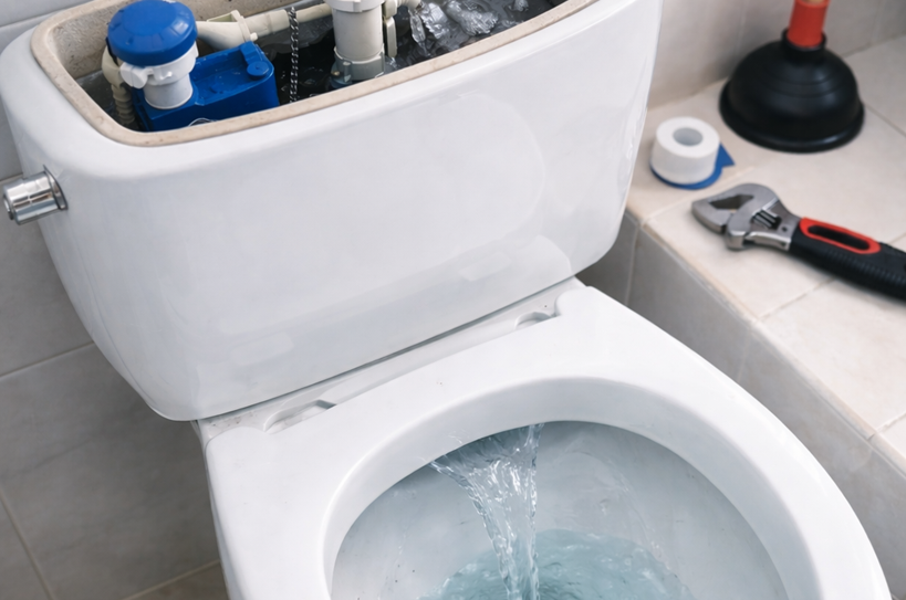 vazamento entre o vaso e a caixa acoplada