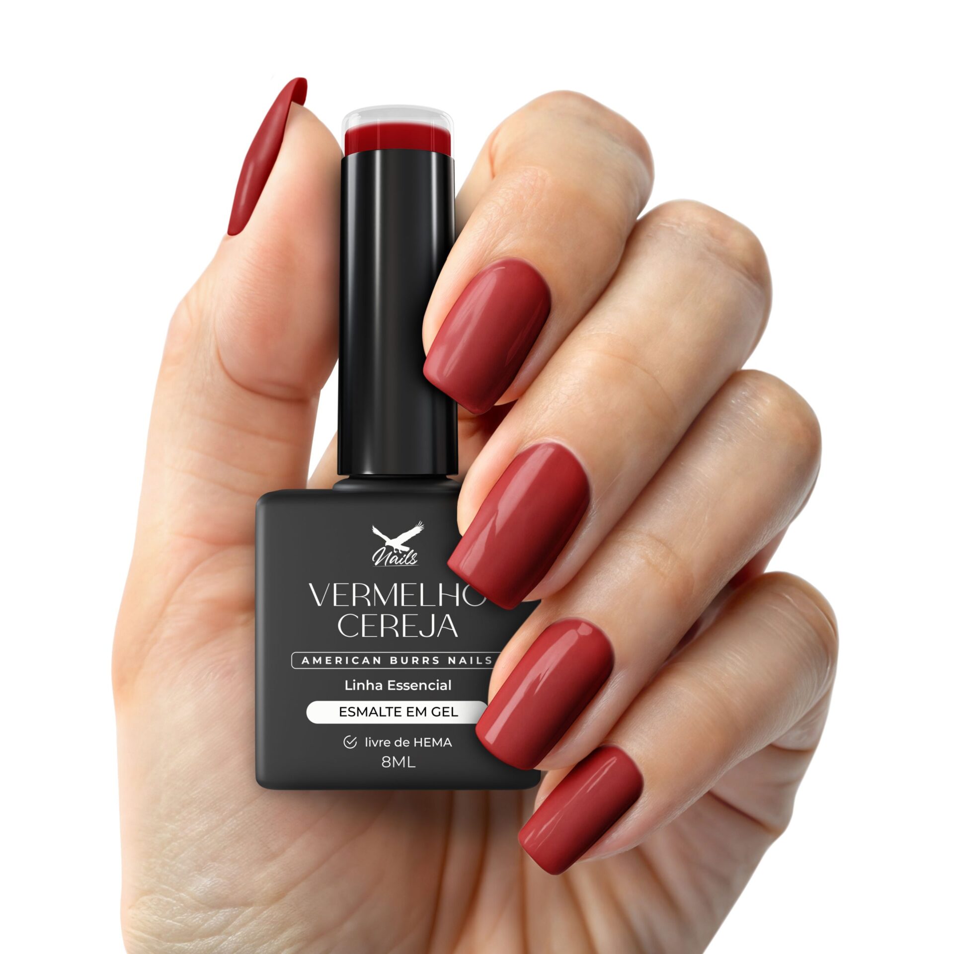 Unhas francesinha vermelha cereja