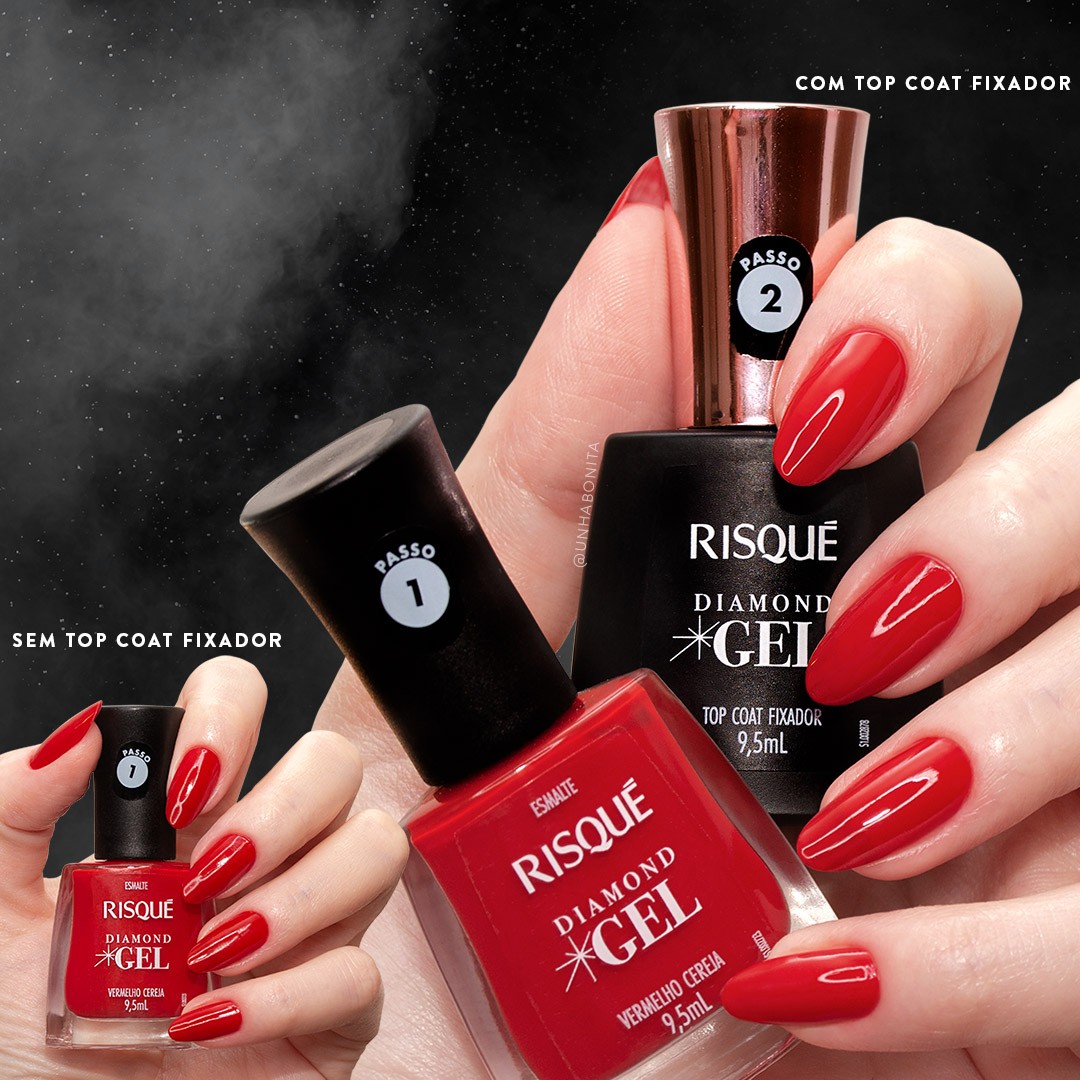 Unhas cromadas vermelho cereja