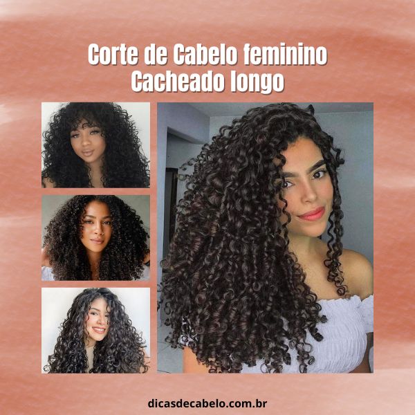 corte reto cabelo cacheado longo