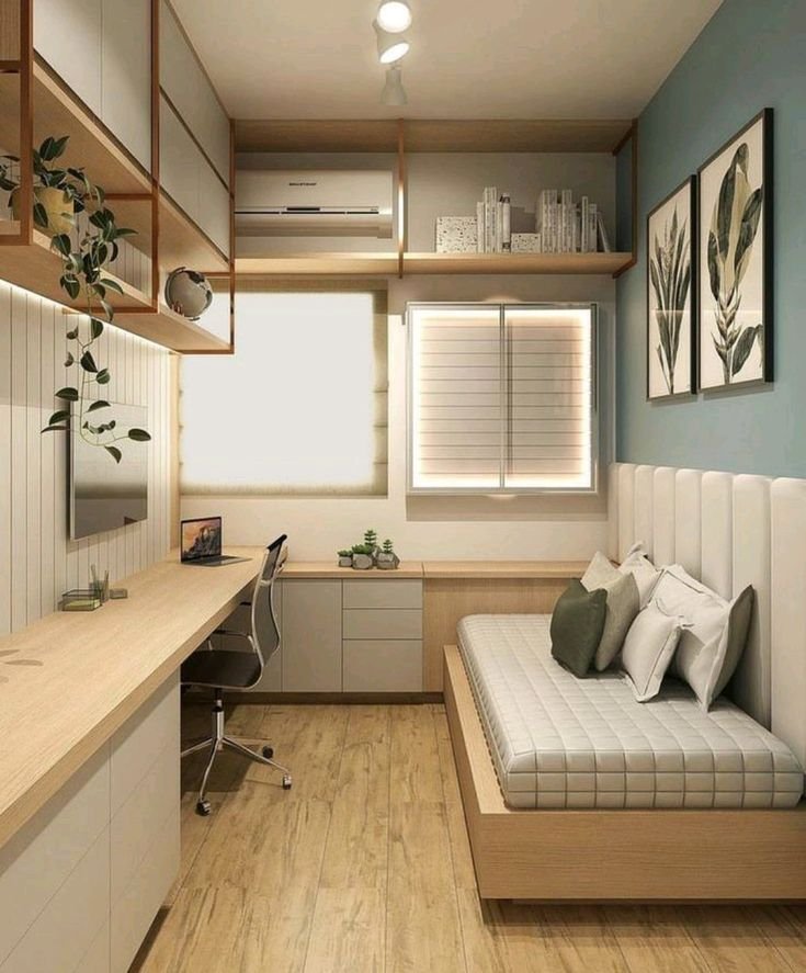 quarto de solteiro minimalista