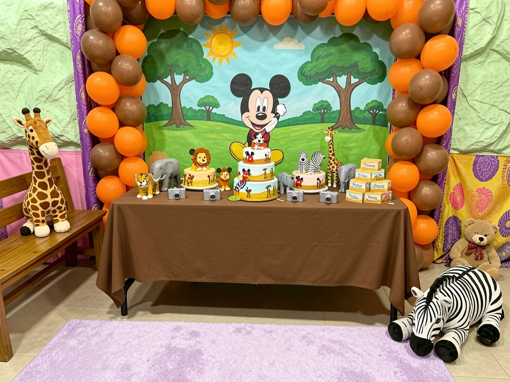 Lembrancinhas personalizadas com nome do bebê e tema da festa sobre uma mesa