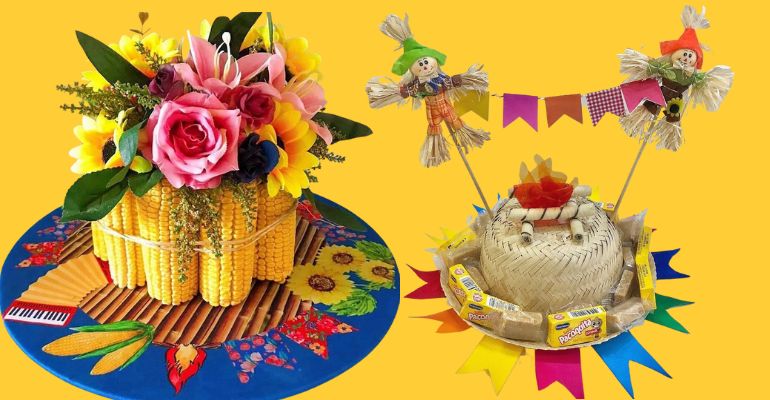 decoração mesa festa junina simples
