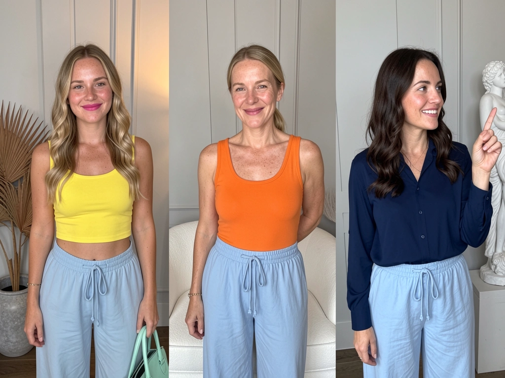 Paleta de cores com amostras em azul claro, branco, cinza, rosa, amarelo, laranja, verde-menta e azul escuro dispostas lado a lado.