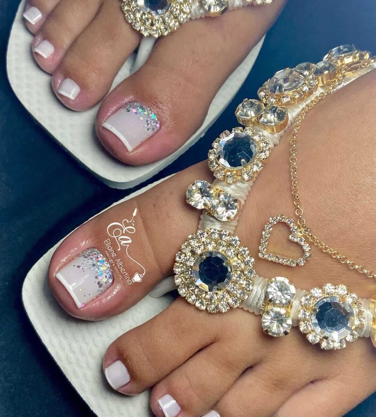 manicure pé glitter ombré