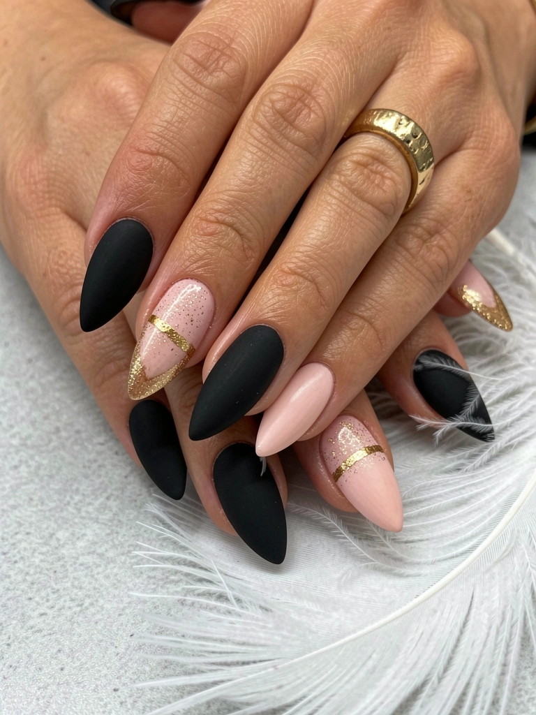 Unha com esmalte fosco aplicado uniformemente, sem brilho.