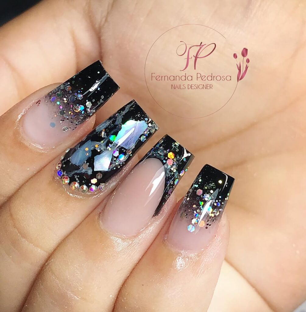 francesinha preta com glitter