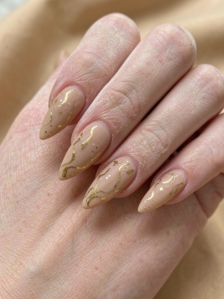 Perfil de Instagram com várias fotos de unhas decoradas, incluindo designs com glitter e tons metálicos.